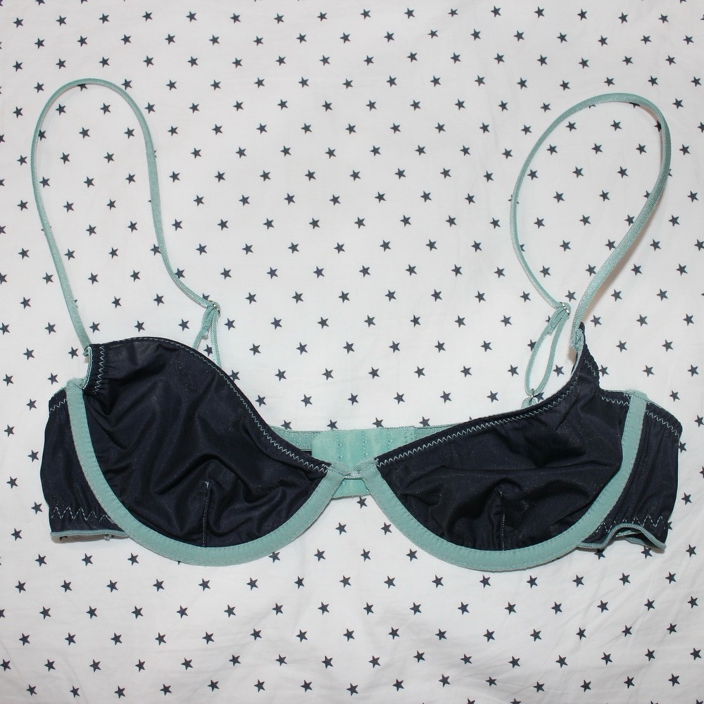 Urban Outfitters Navy Blue and Mint Demi Bra